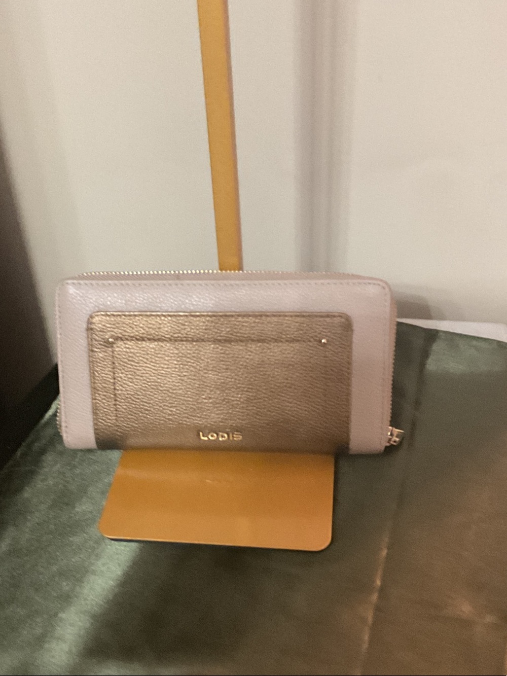 Lodis Metallic Gold Front Panel Blush Zip-Around Wallet